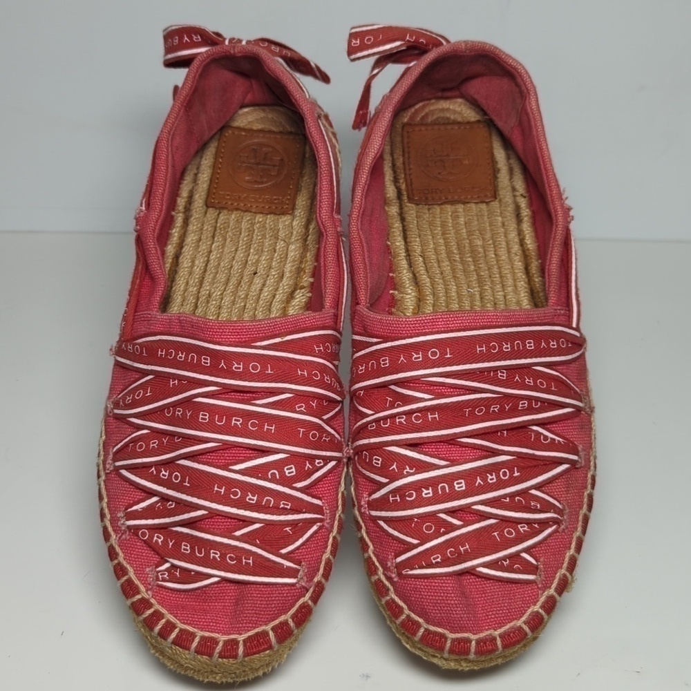 Tory Burch Azalea Logo grosgrain Espadrille flat shoes women's size 7 - Picture 3 of 16